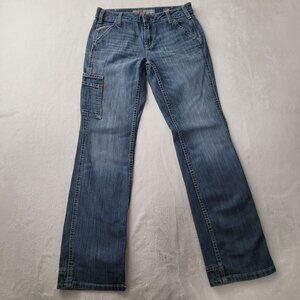 Ariat Flame Resistant Perfect Rise Womens Straight Leg Blue Denim Jeans Size 25S